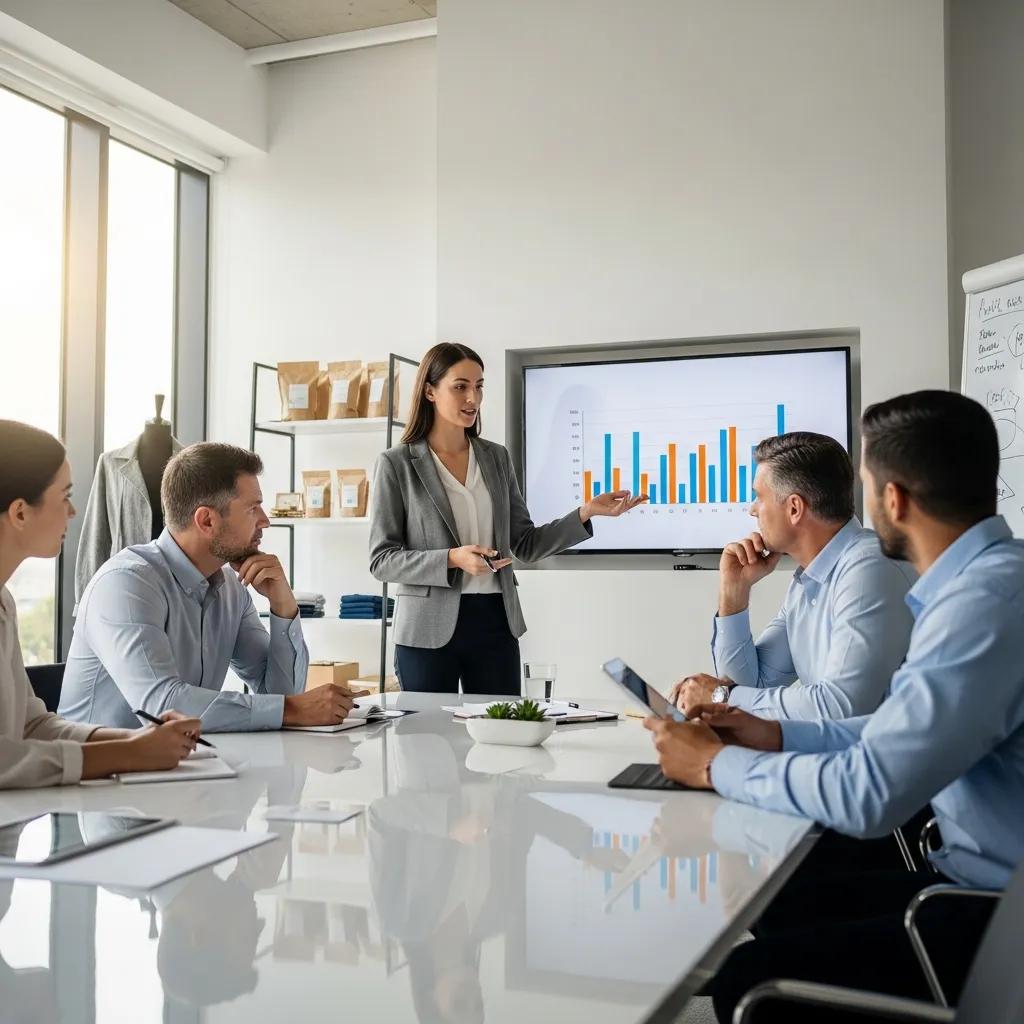 Retail consultants collaborating with business owners on strategy